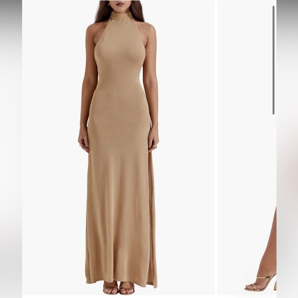 House of CB Selia Metallic Semisheer Gown - Picture 3 of 7